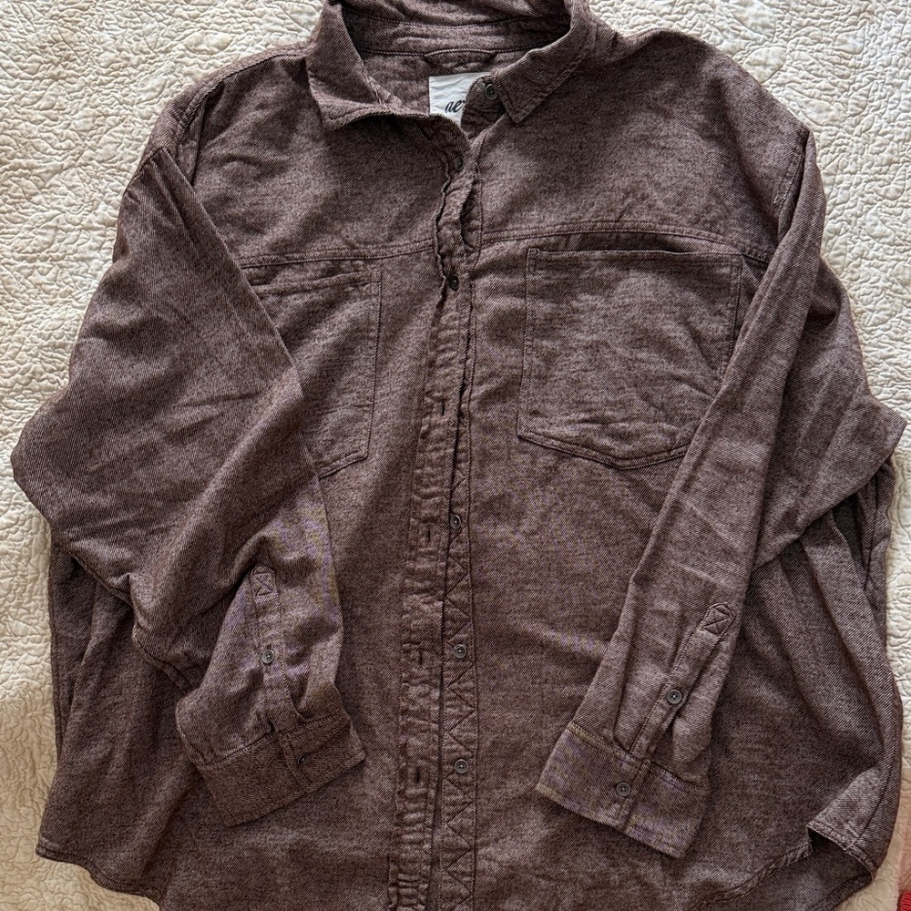 aerie Brown Button-Down Shirt